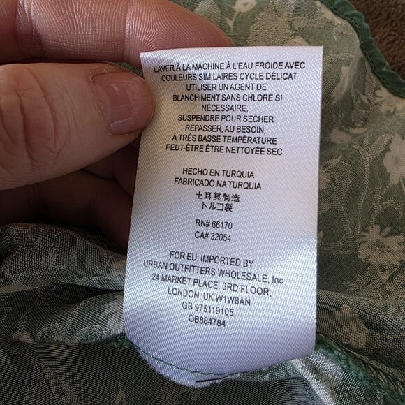 Free People Bond Street Mini Dress Green Floral Ruched Puff Sleeve Size 4 - Picture 6 of 16